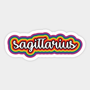 Sagittarius Astrology Script Typography Gay Pride Rainbow Sticker